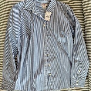 J. Crew Women's Blue Striped Button Down Shirt